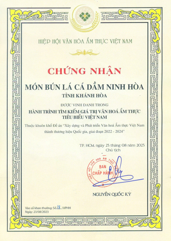 bun la ca dam ninh hoa duoc vinh danh mon ngon xu tram 1